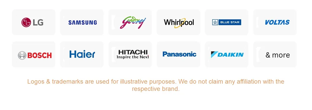 LG, Samsung, Godrej, Whirlpool, Blue Star, Voltas, Bosch, Haier, Hitachi, Panasonic, Daikin and more